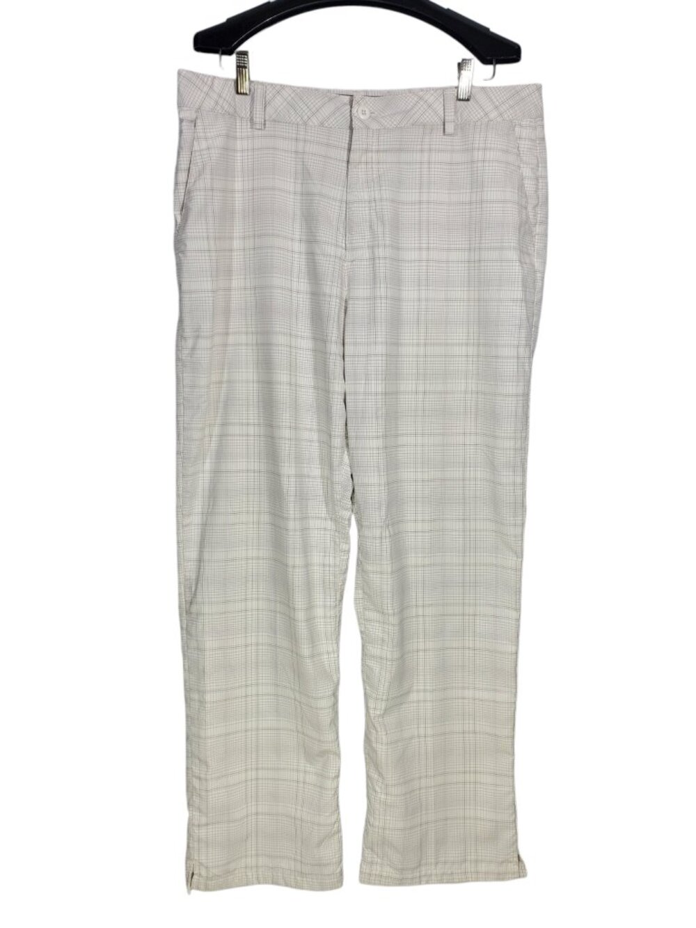 Under Armour Golf Pants Men's 38x32 White Plaid Flat-Front Performance Chinos